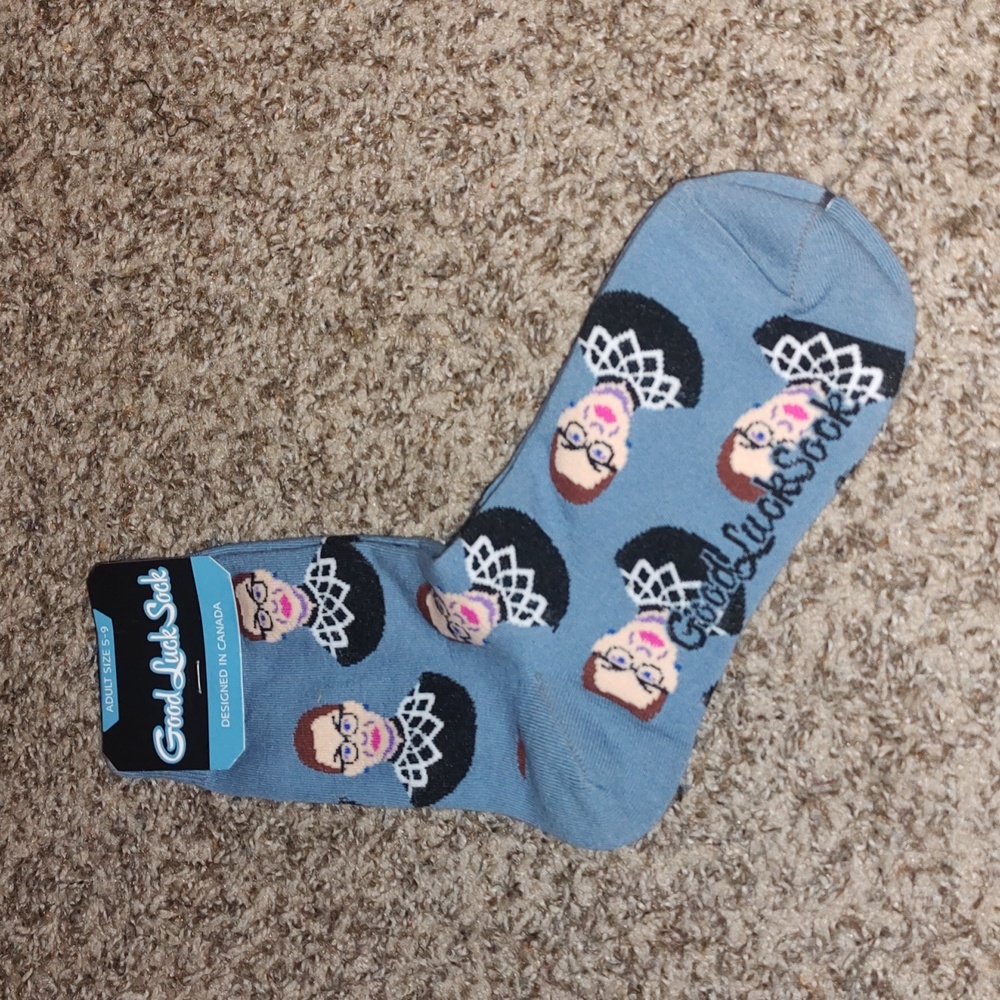 Good Luck Sock Joan Ruth Bader Ginsburg Adult 5-9 NWT